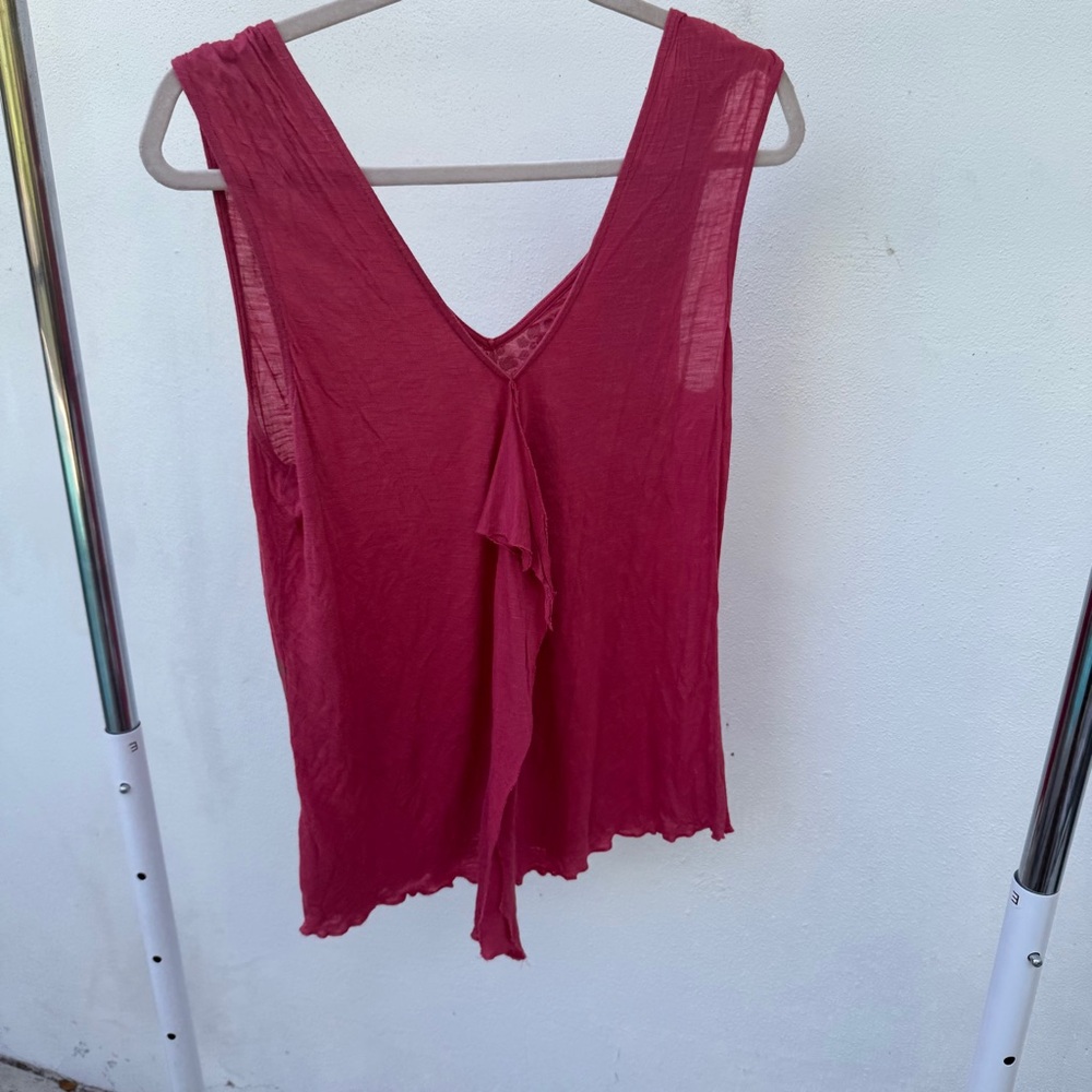 Y2K Red & Gold Sequin Ruffle Tank Top Size Small - Picture 4 of 5